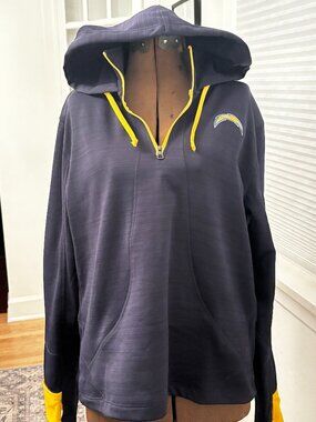 OTS Los Angeles Chargers Women’s Large 1/4 Zip Hoodie Navy Yellow NFL (2081)
